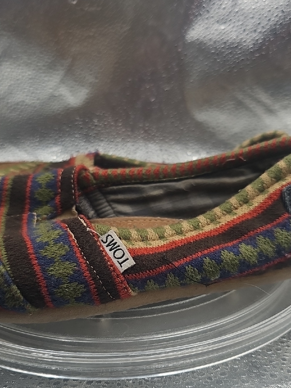 O Mult Colored Print Toms Slip On Sz W8.5 With Dustbag - Picture 3 of 5